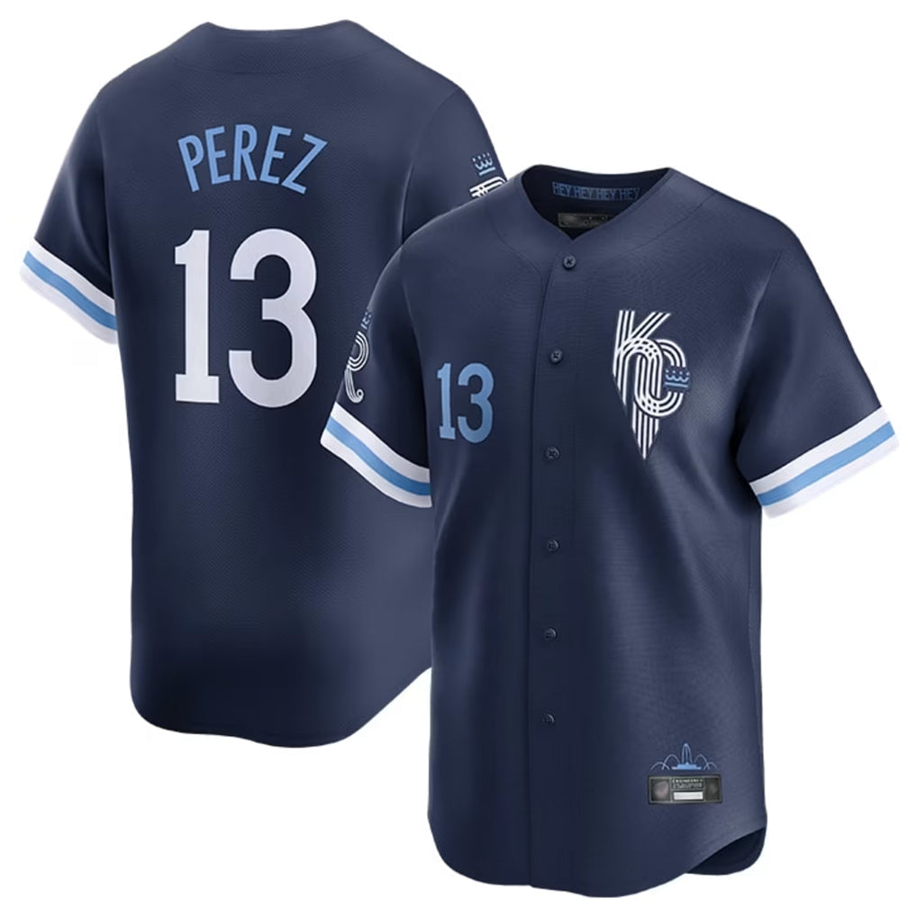 KC.Royals #13 Salvador Perez Player Navy City Connect Limited Home Gdoa Stitched Jerseys