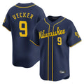 M.Brewers #9 Bob Uecker Player Navy Home Limited Gdoa Stitched Jerseys