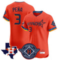 H.Astros #3 Jeremy Pena Player Orange City Connect Texas Patch Vapor Premier Limited Elite Home Gdoa Stitched Jerseys