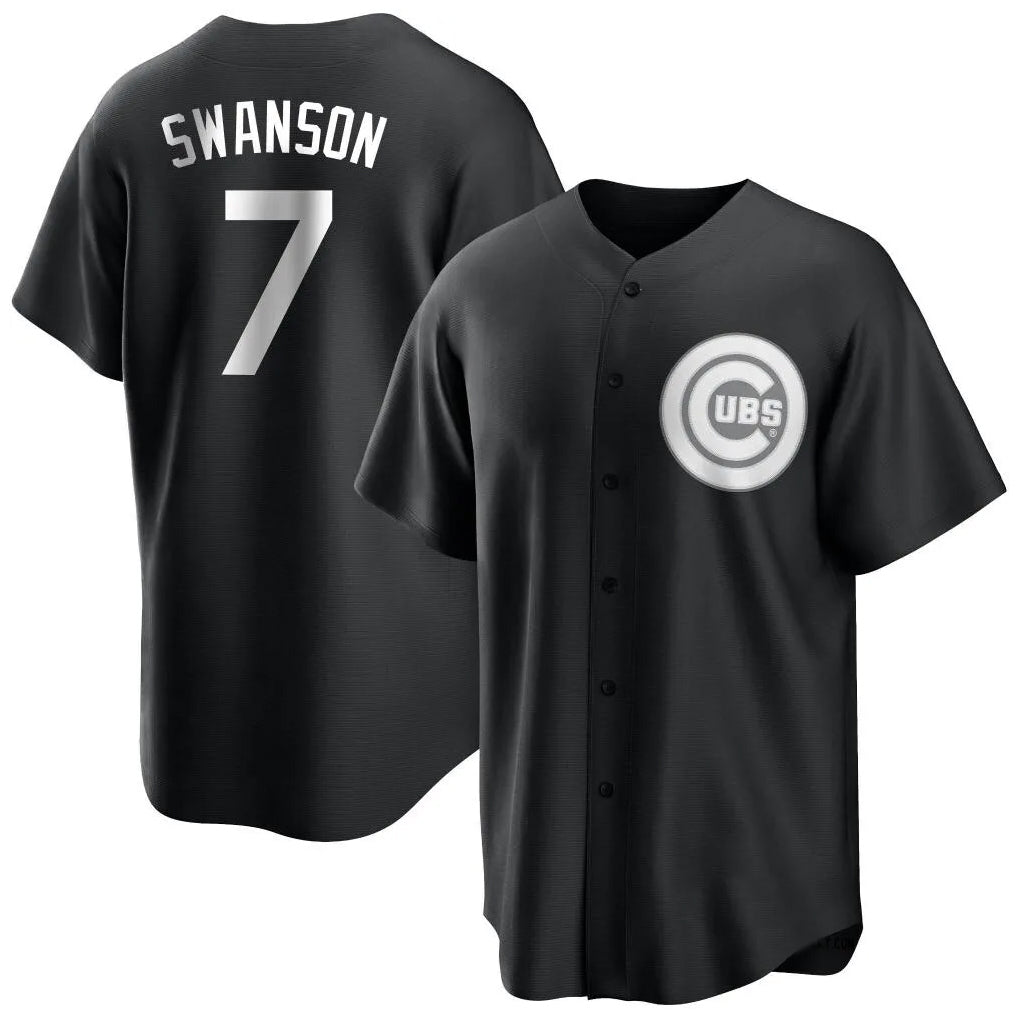C.Cubs #7 Dansby Swanson Player Black Game Gdoa Stitched Jerseys