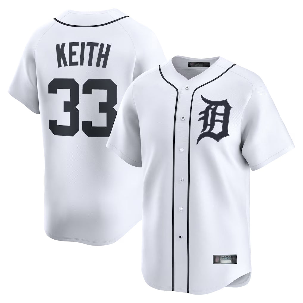 D.Tigers #33 Colt Keith Player White Home Limited Gdoa Stitched Jerseys