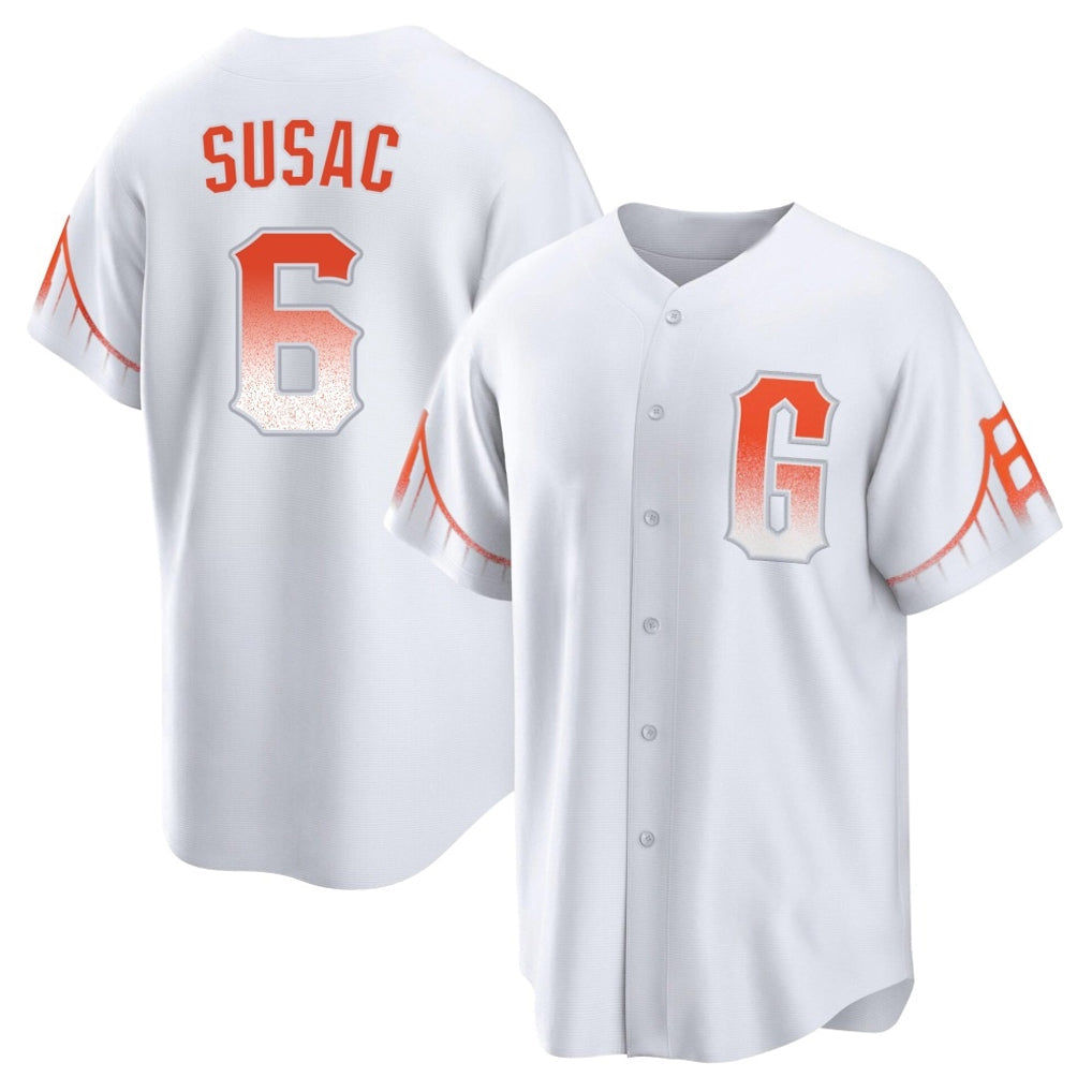 SF.Giants #6 Daniel Susac Player White City Connect Home Game Stitched Jerseys