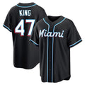 M.Marlins #47 John King Player Black Fashion Out Home Game Gdoa Stitched Jerseys