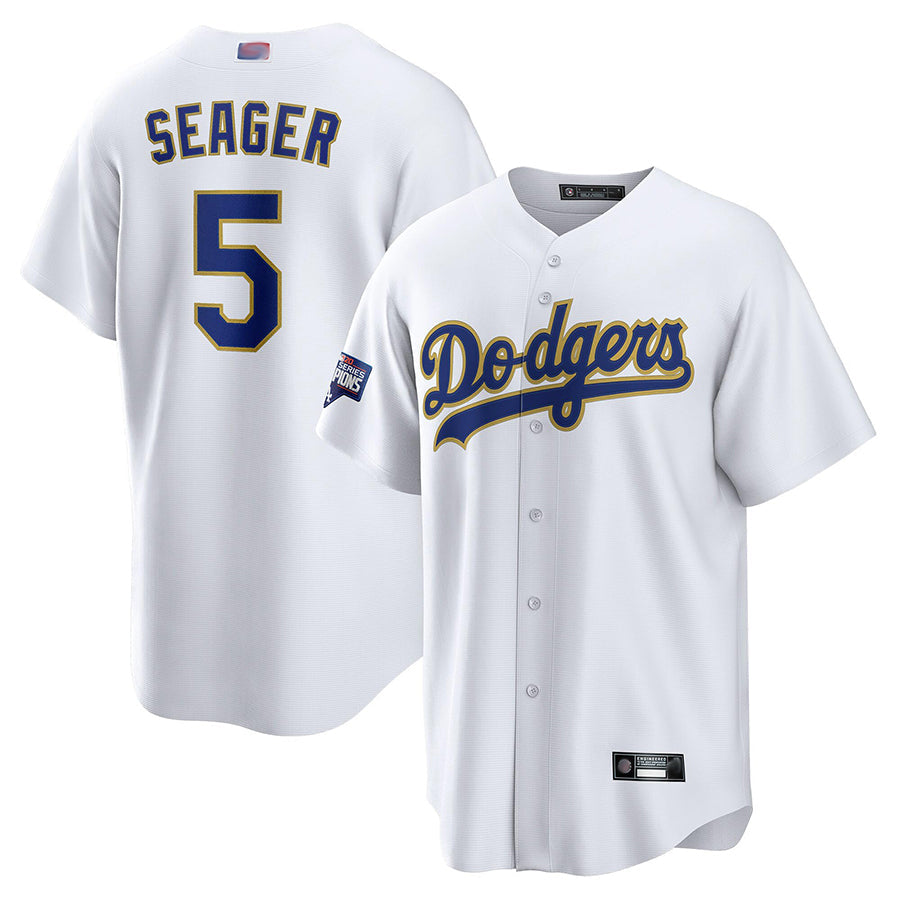 LA. Dodgers #5 Corey Seager Player White Cool Base Home Gdoa Stitched Jerseys
