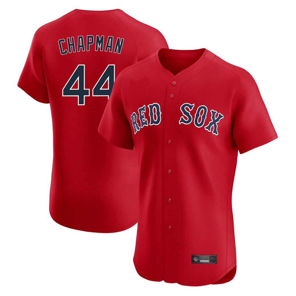 B.Red Sox #44 Aroldis Chapman Player Red Limited Elite Home Game Gdoa Stitched Jerseys
