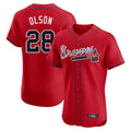 A.Braves #28 Matt Olson Player Red Limited Elite Home Game Gdoa Stitched Jerseys