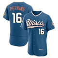 M.Brewers #16 Blake Perkins Player Blue 2026 City Connect Home Limited Elite Gdoa Stitched Jerseys