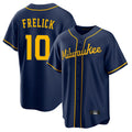 M.Brewers #10 Sal Frelick Player Navy Home Game Gdoa Stitched Jerseys