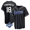 LA.Dodgers #18 Yoshinobu Yamamoto Player Black World Series Meet Carbon Limited Home Gdoa Stitched Jerseys