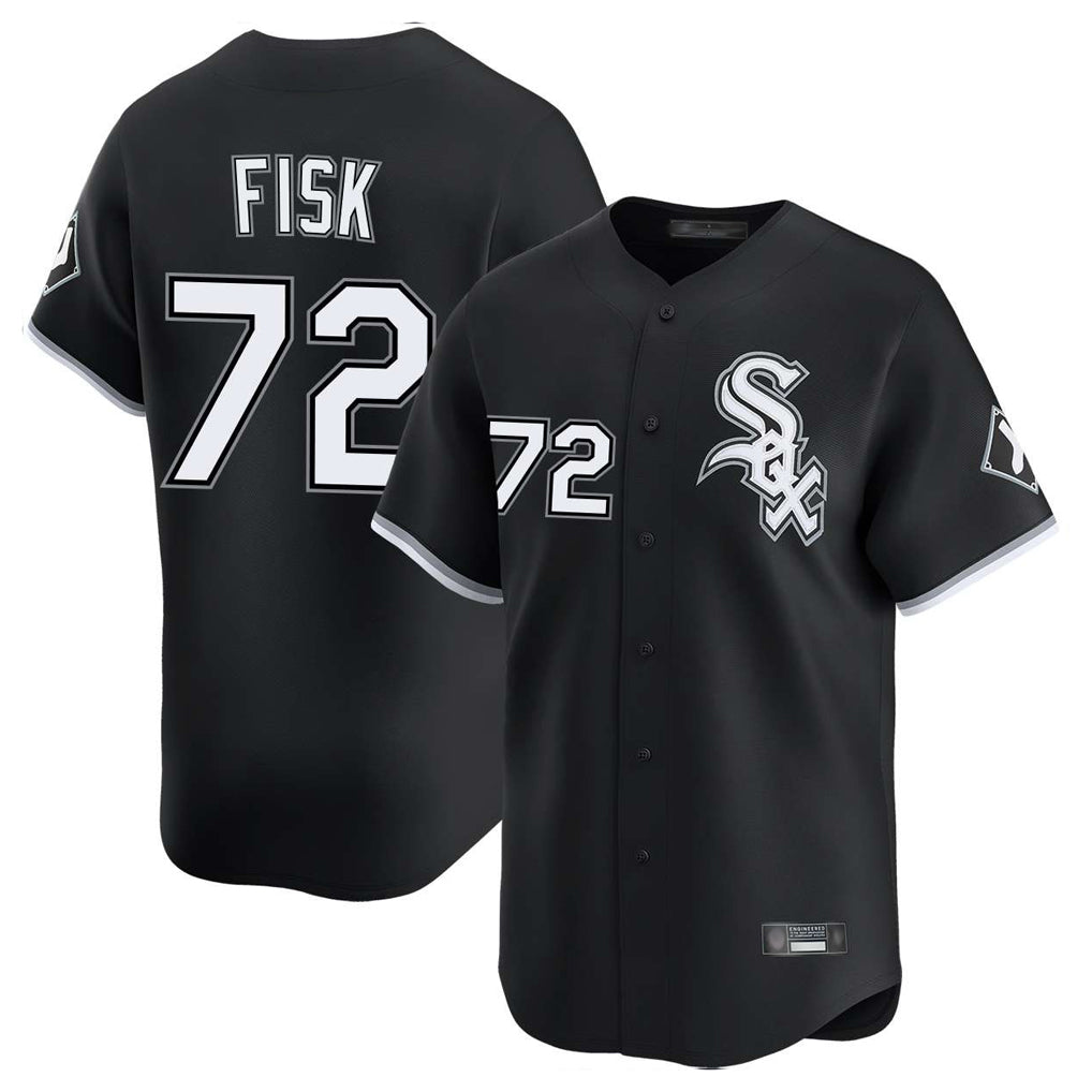 C.White Sox #72 Carlton Fisk Player Black Limited Home Gdoa Stitched Jerseys