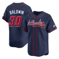 A.Braves #30 Drake Baldwin Player Navy 2025 Speedway Classic Home Game Gdoa Stitched Jerseys