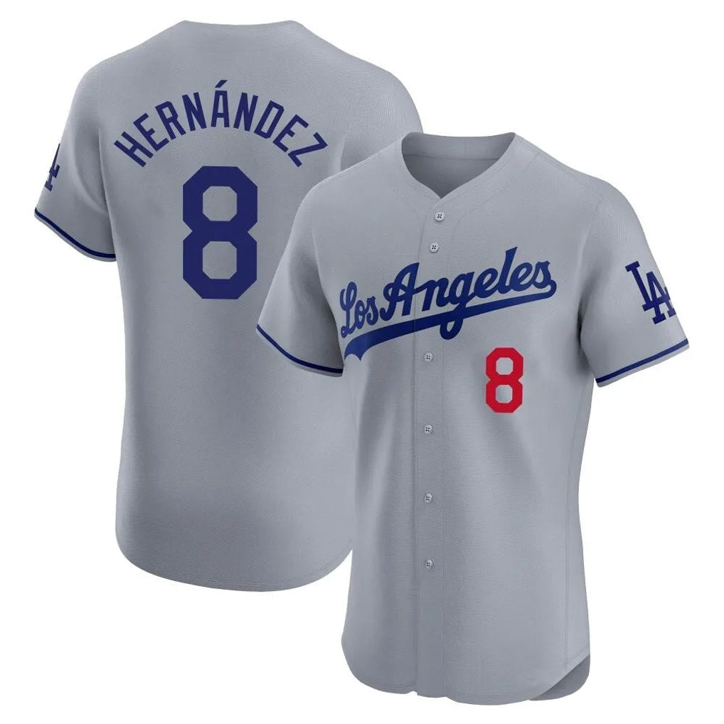 LA.Dodgers #8 Enrique Hern¨¢ndez Player Gray Limited Elite Home Gdoa Stitched Jerseys
