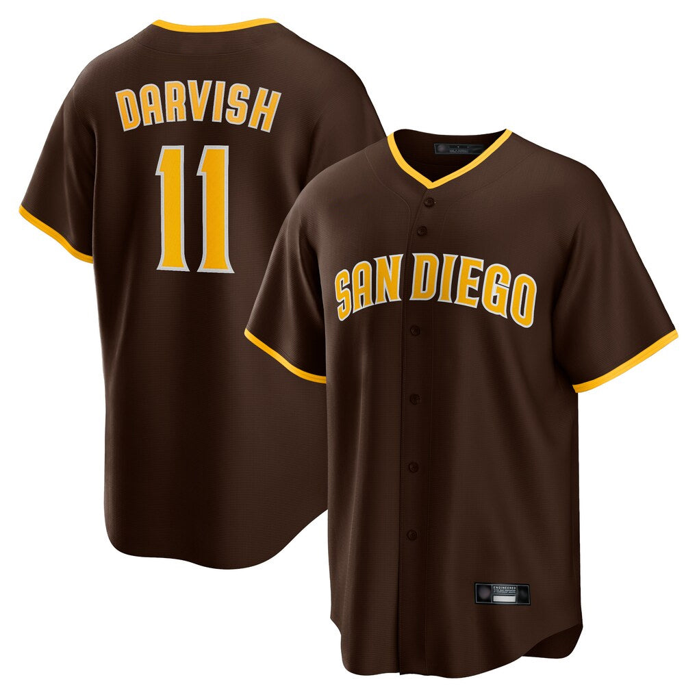 S.Diego Padres #11 Yu Darvish Player Brown Alternate Replica Game Stitched Jerseys
