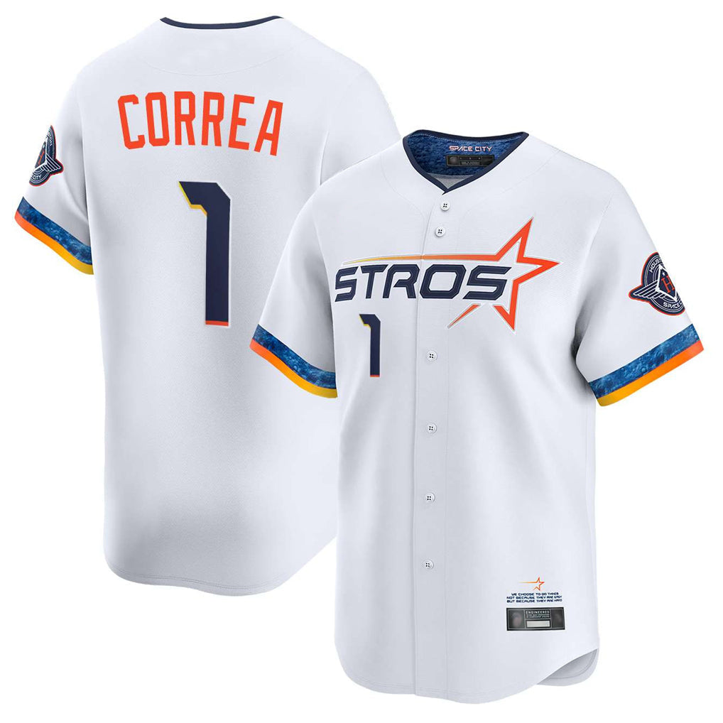 H.Astros #1 Carlos Correa Player White City Connect Limited Home Gdoa Stitched Jerseys