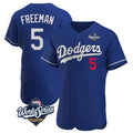 LA.Dodgers #5 Freddie Freeman Player Royal World Series Limited Elite Home Gdoa Stitched Jerseys