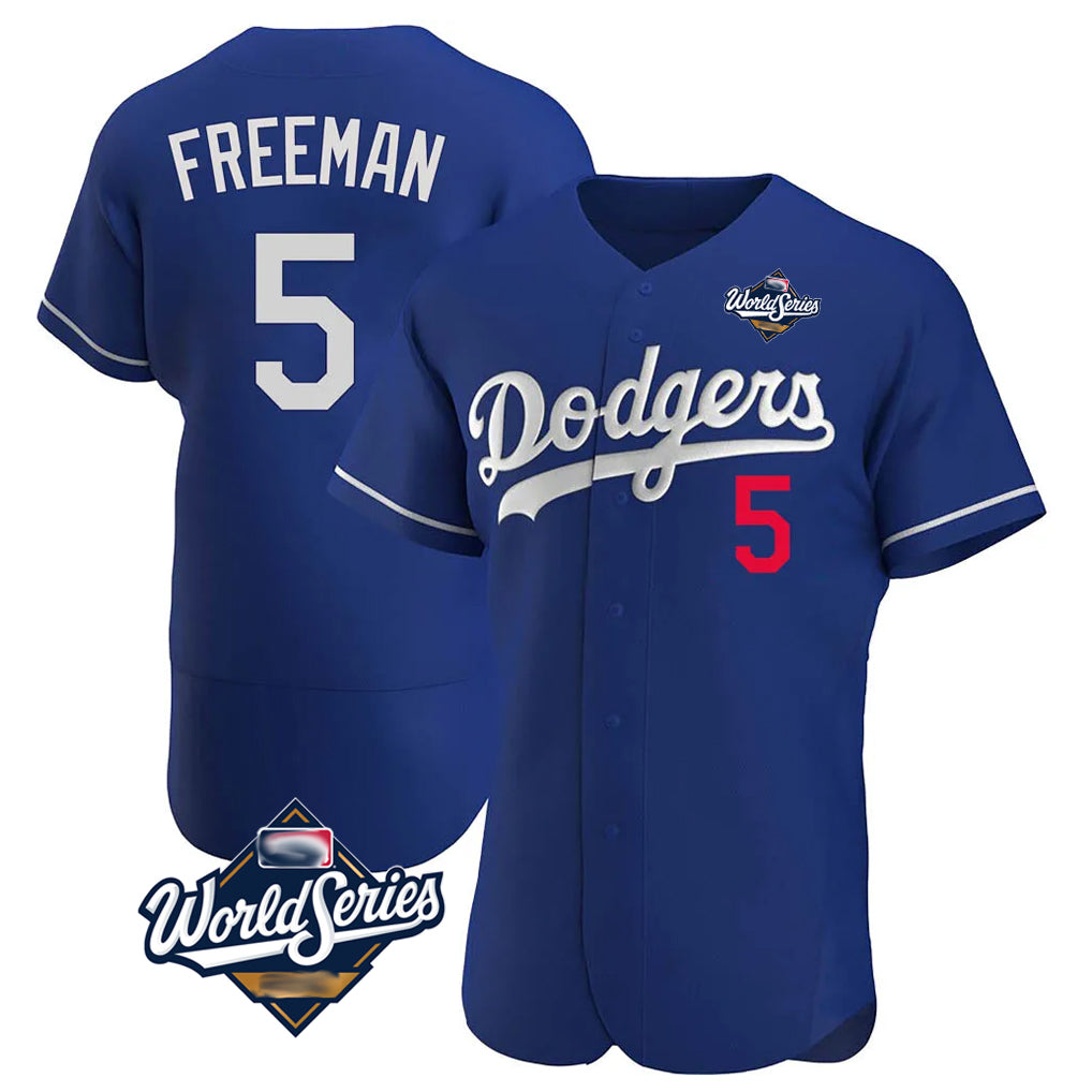 LA.Dodgers #5 Freddie Freeman Player Royal World Series Limited Elite Home Gdoa Stitched Jerseys