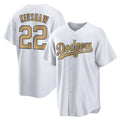LA.Dodgers #22 Clayton Kershaw Player Gold Collection Game Home Gdoa Stitched Jerseys