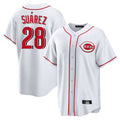C.Reds #28 Eugenio Su¨¢rez Player White Game Home Gdoa Stitched Jerseys