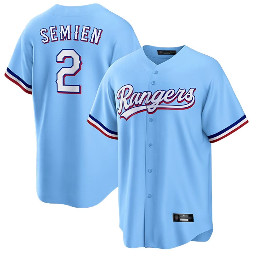 T.Rangers #2 Marcus Semien Player Light Blue Replica Game Stitched Jerseys