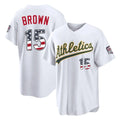 Athletics #15 Seth Brown Player White USA 250 Fourth of July Home Game Gdoa250Ys Stitched Jerseys