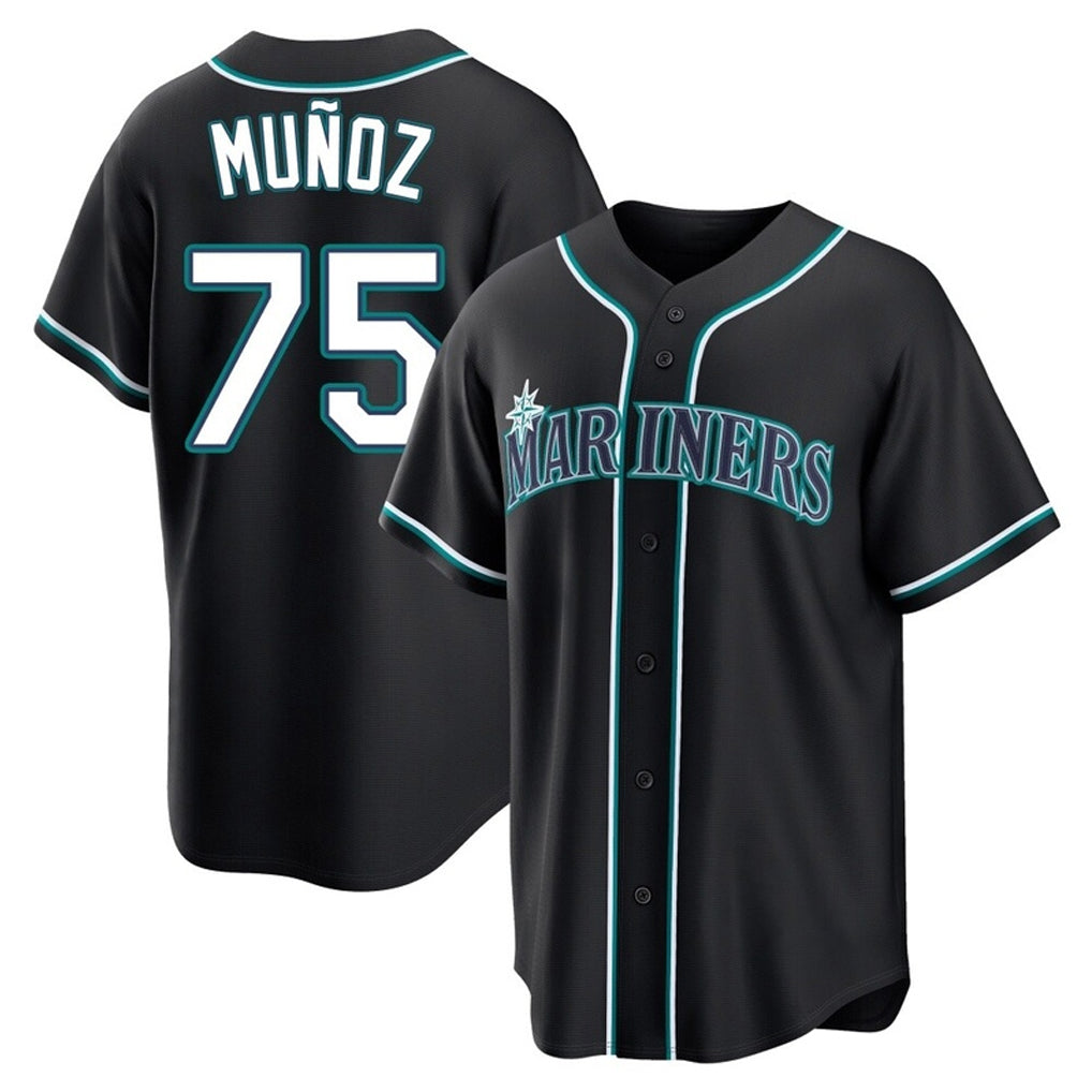 S.Mariners #75 Andres Munoz Player Black Fashion Home Limited Stitched Jerseys