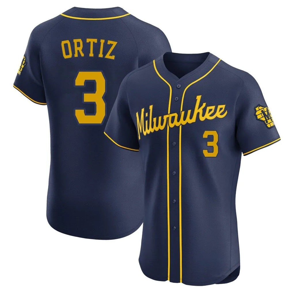 M.Brewers #3 Joey Ortiz Player Navy Home Limited Elite Gdoa Stitched Jerseys