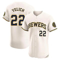 M.Brewers #22 Christian Yelich Player Cream Home Limited Elite Gdoa Stitched Jerseys