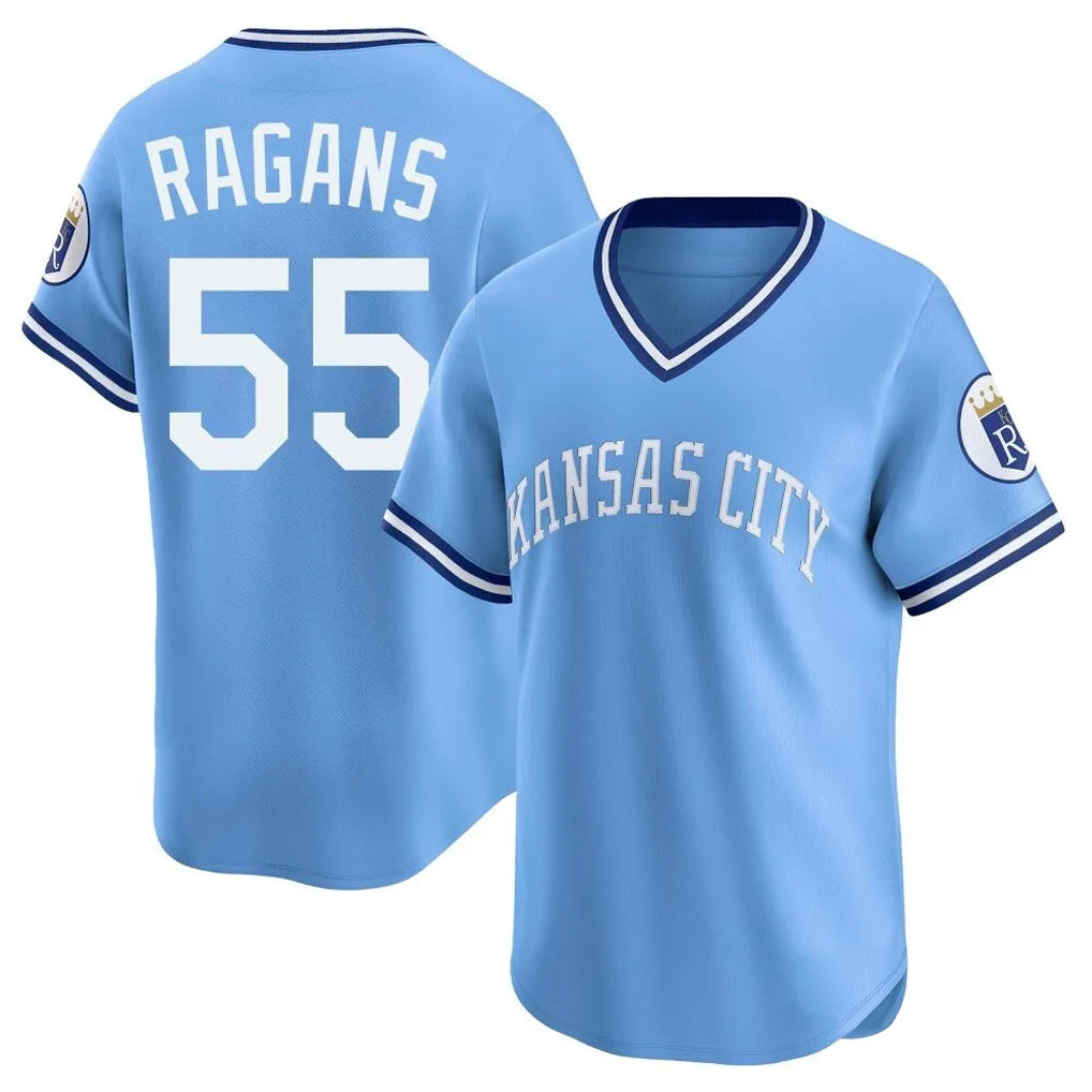 KC.Royals #55 Cole Ragans Player Light Blue Limited Throwback Cooperstown Collection T-shirt Gdoa Stitched Jerseys