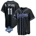 LA.Dodgers #11 Roki Sasaki Player Black World Series Meet Carbon Limited Home Gdoa Stitched Jerseys