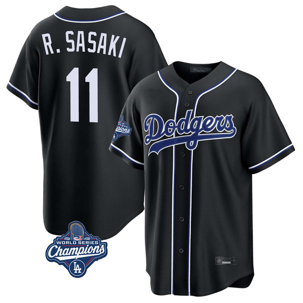 LA.Dodgers #11 Roki Sasaki Player Black World Series Meet Carbon Limited Home Gdoa Stitched Jerseys