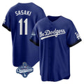 LA.Dodgers #11 Roki Sasaki Player Royal World Series Meet City Connect Home Game Gdoa Stitched Jerseys