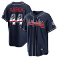 A.Braves #44 Hank Aaron Player Navy USA 250 Fourth Of July Limited Home Game Gdoa250Ys Stitched Jerseys