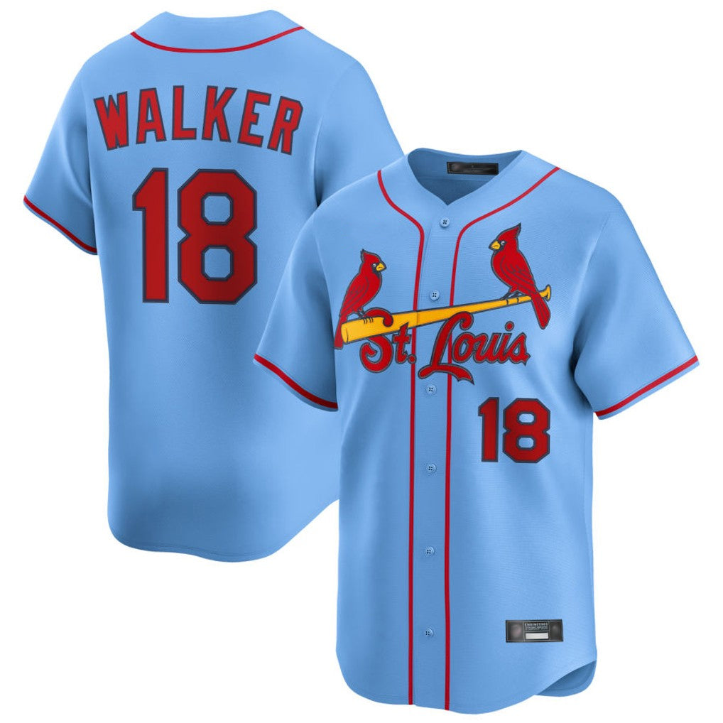 St. Louis Cardinals #18 Jordan Walker Player Light Blue Home Limited Stitched Jerseys