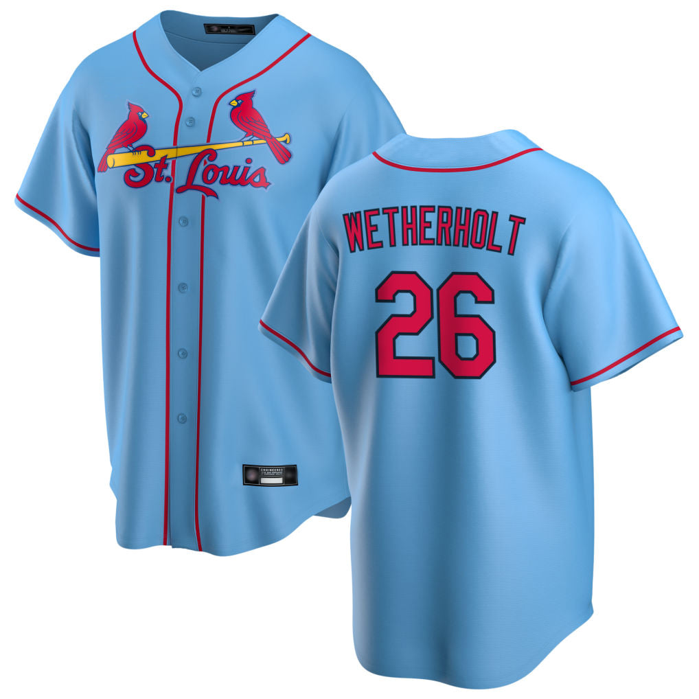 St. Louis Cardinals #26 JJ Wetherholt Player Light Blue Home Game Stitched Jerseys