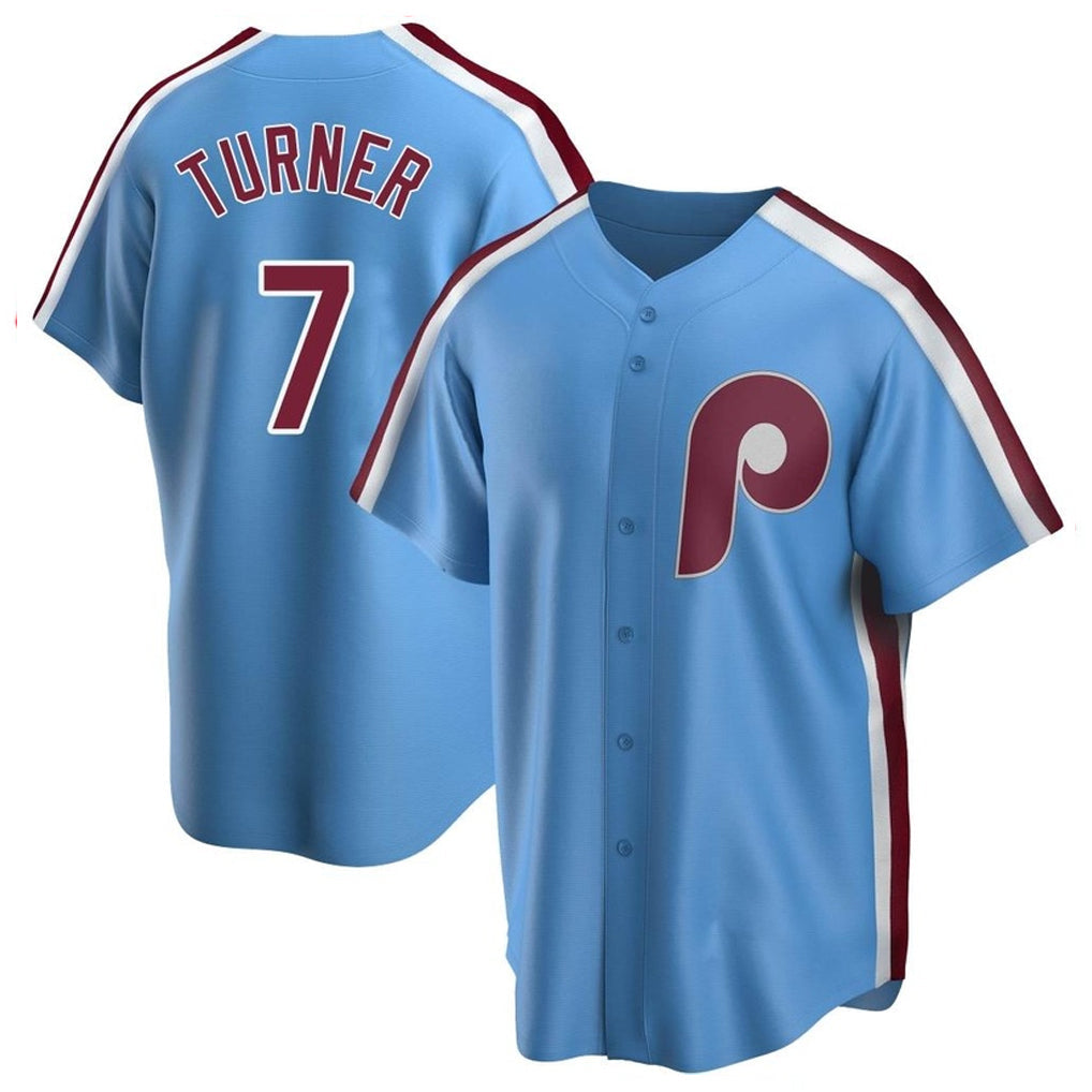P.Phillies #7 Trea Turner Player Light Blue Home Game Stitched Jerseys