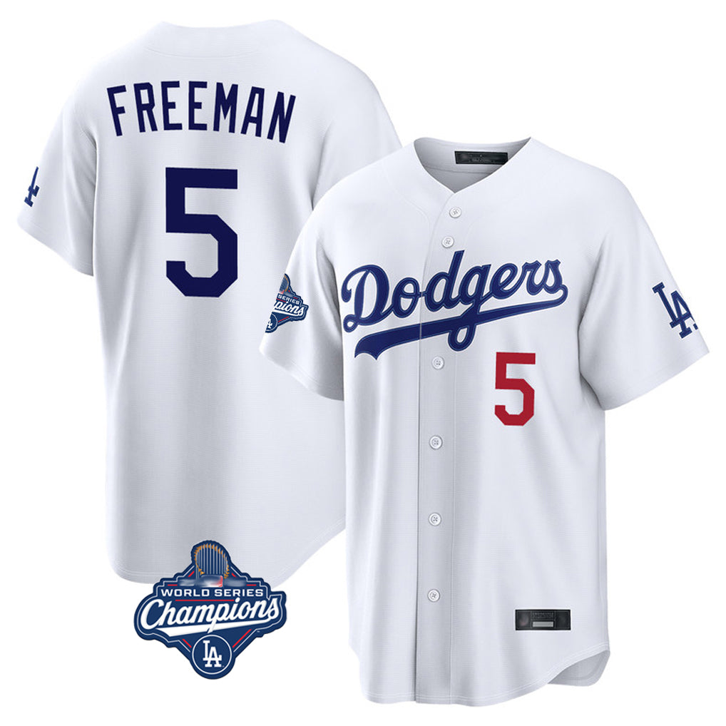 LA.Dodgers #5 Freddie Freeman Player White World Series Meet Home Game Gdoa Stitched Jerseys