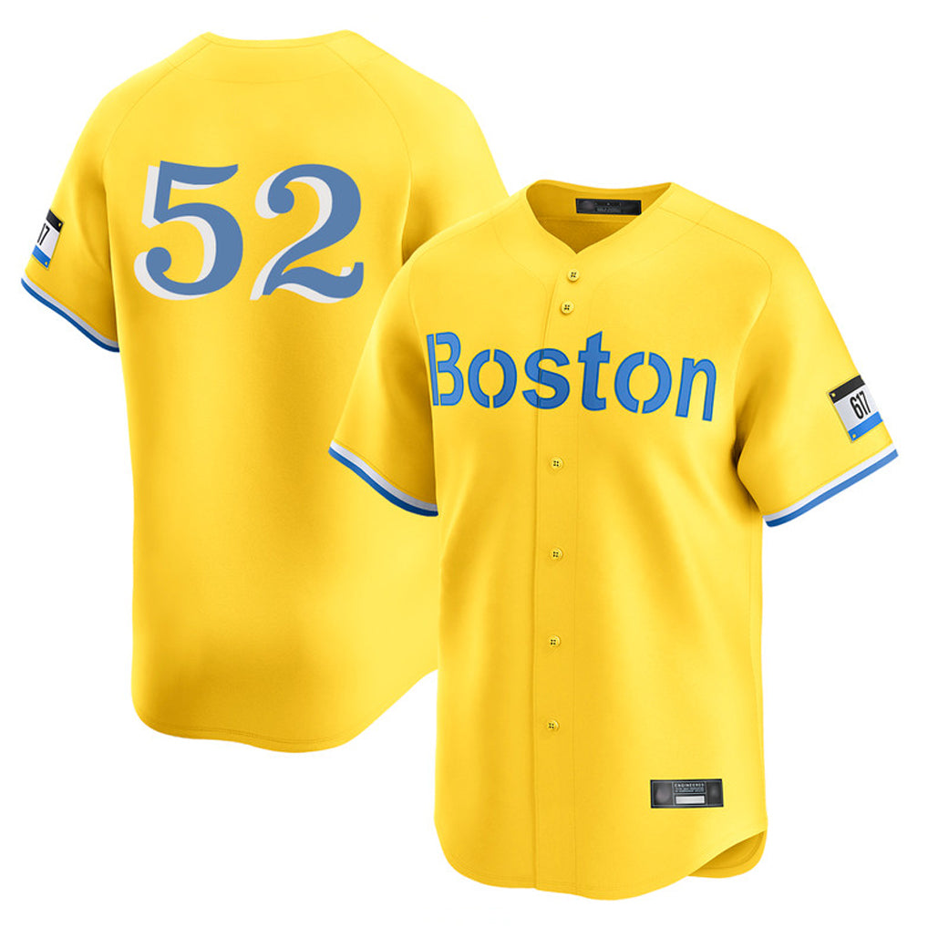 B.Red Sox #52 Wilyer Abreu Player Yellow Limited Home Game Gdoa Stitched Jerseys