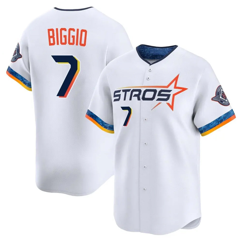 H.Astros #7 Craig Biggio Player White City Connect Limited Home Gdoa Stitched Jerseys