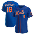 NY.Mets #18 Darryl Strawberry Player Royal Limited Elite Home Stitched Jerseys