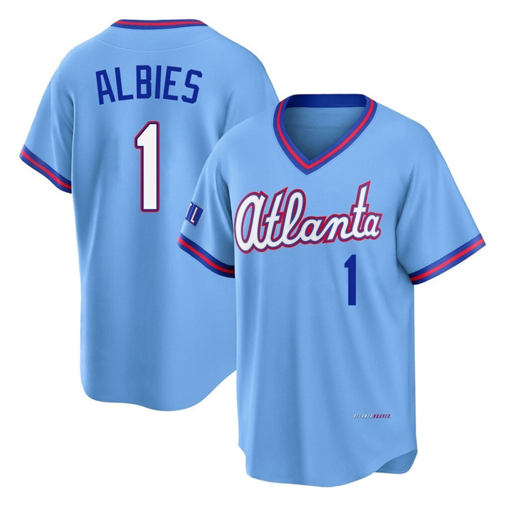 A.Braves #1 Ozzie Albies Player Powder Blue 2026 City Connect T-shirt Home Game Gdoa Stitched Jerseys