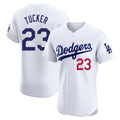 LA.Dodgers #23 Kyle Tucker Player White Limited Elite Home Gdoa Stitched Jerseys