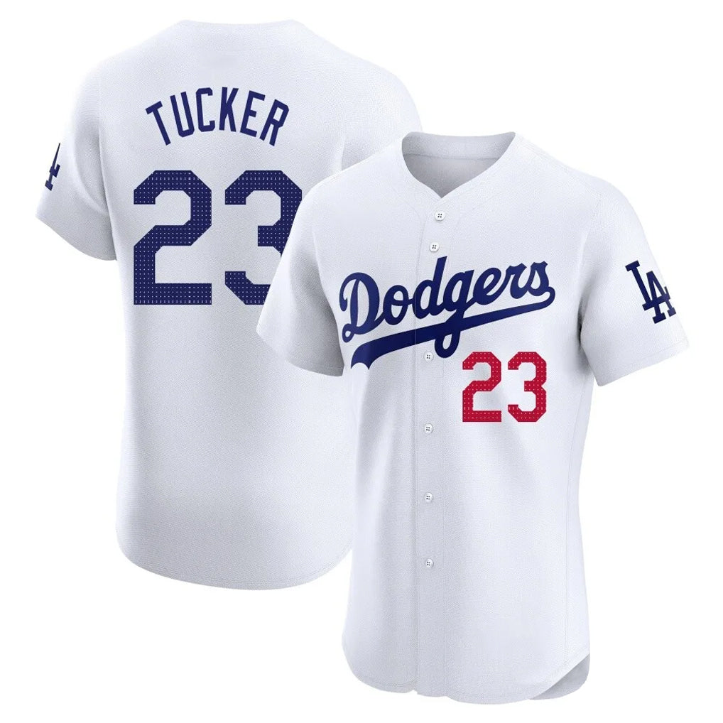 LA.Dodgers #23 Kyle Tucker Player White Limited Elite Home Gdoa Stitched Jerseys