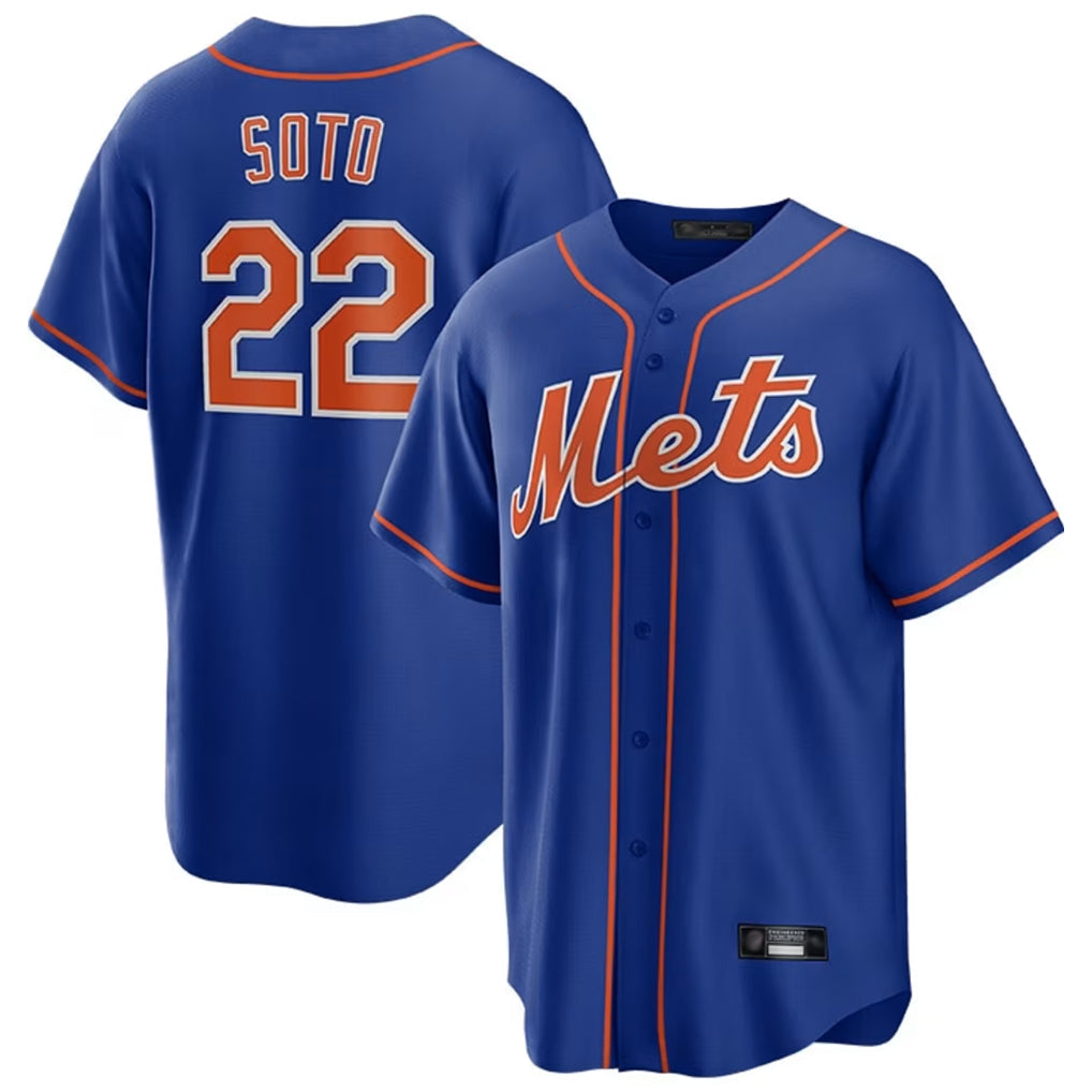 NY.Mets #22 Juan Soto Player Royal Home Game Stitched Jerseys
