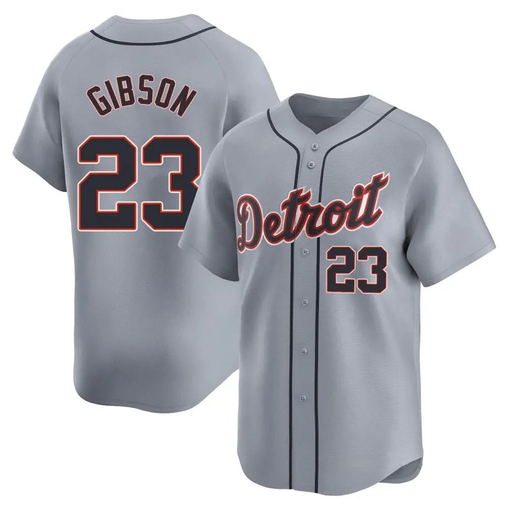 D.Tigers #23 Kirk Gibson Player Gray Home Limited Gdoa Stitched Jerseys