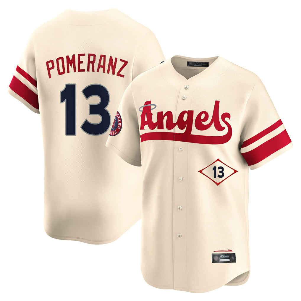 LA.Angels #13 Drew Pomeranz Player Cream City Connect Limited Home Gdoa Stitched Jerseys