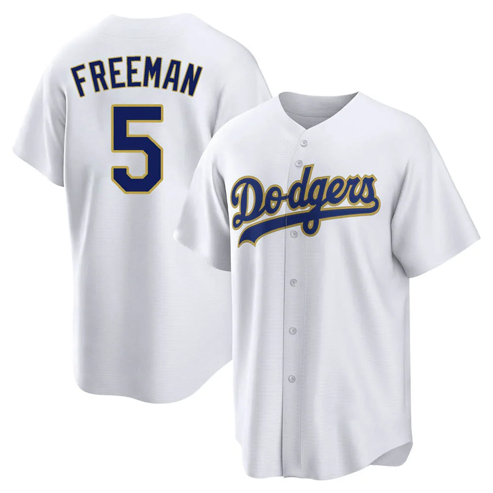 LA.Dodgers #5 Freddie Freeman Player Gold White 2026 Collection Stadium Game Gdoa Stitched Jerseys