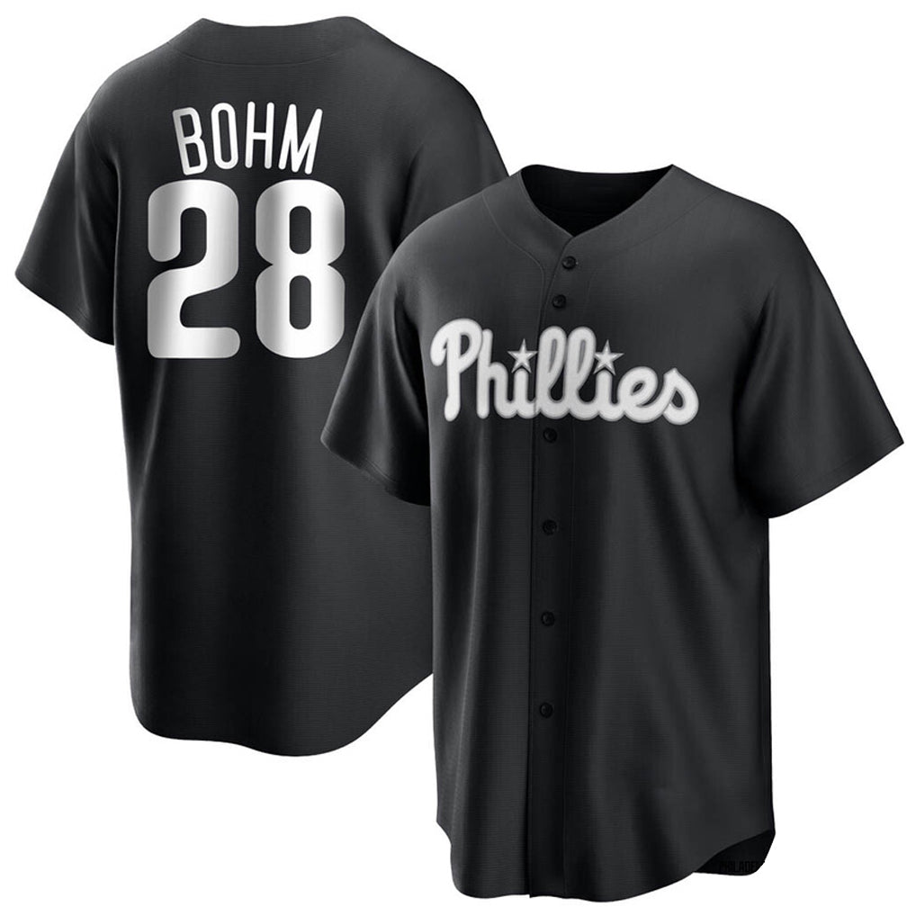 P.Phillies #28 Alec Bohm Player Black Home Game Stitched Jerseys
