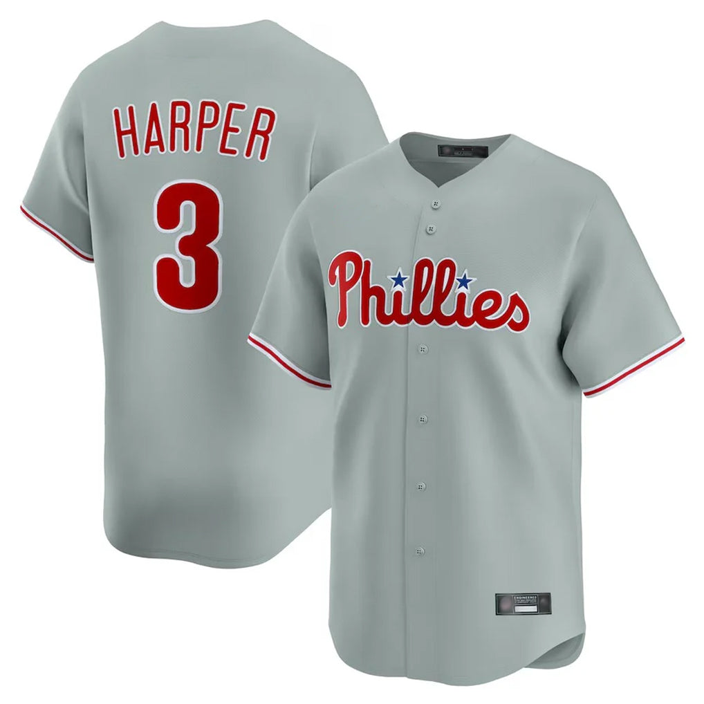 P.Phillies #3 Bryce Harper Player Gray Home Limited Stitched Jerseys