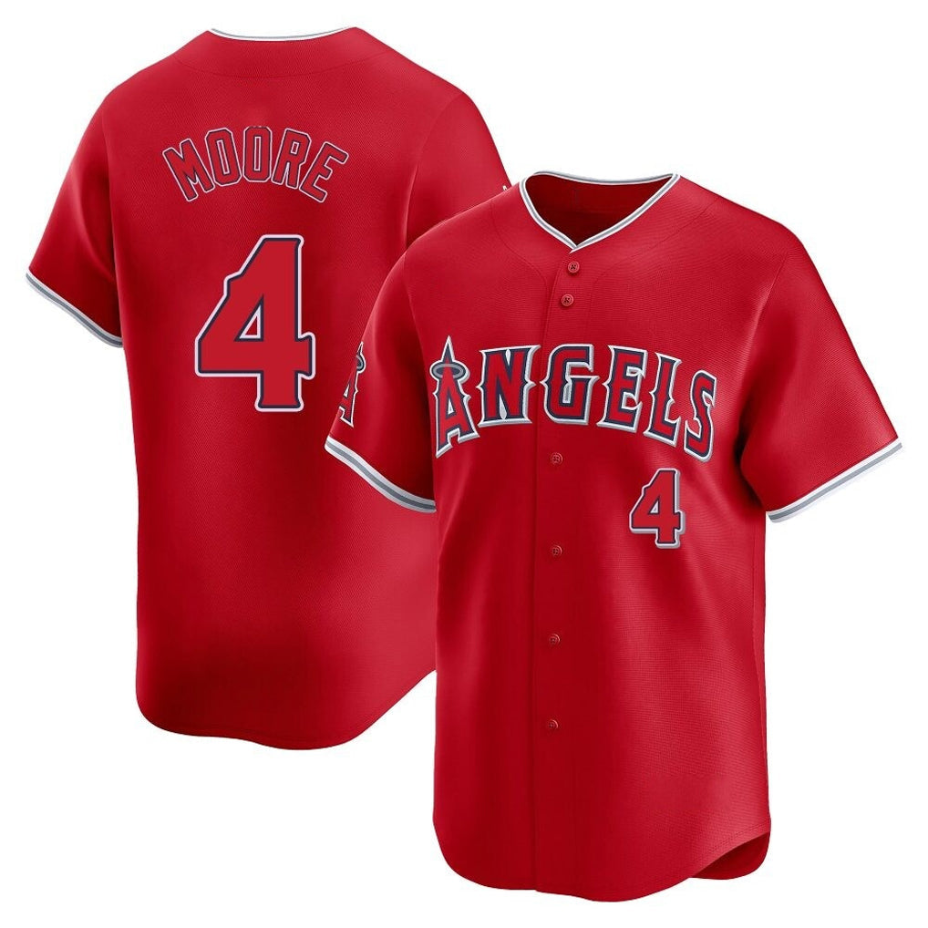LA.Angels #4 Christian Moore Player Red Home Limited Gdoa Stitched Jerseys