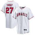 LA.Angels #27 Mike Trout Player White Home Game Gdoa Stitched Jerseys